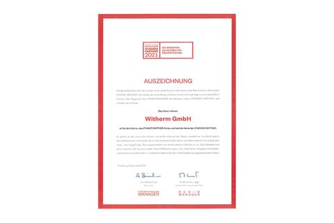 Witherm wurde aktuell als starker Partner vom Südwestfalen Manager ausgezeichnet